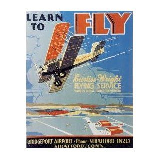 TIN SIGN NOSTALGIC ~ LEARN TO FLY CURTISS WRIGHT FLYING