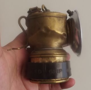 Antique Vintage Justrite Streamlined Miners Carbide Lamp Brass