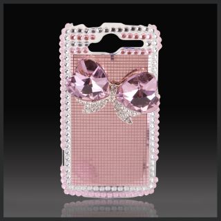  HTC myTouch 4G Bling Diamonds Pink Heart Jeweled Bow on Mirror Case