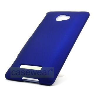 Blue Rubberized Hard Cover Case for HTC 8x Windows Phone T Mobile
