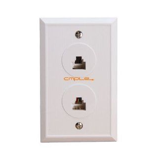 Cmple   Phone Wall Plate Jacks 8P8C Double White