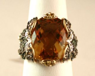 Large Citrine and Multicolored Stone Ring