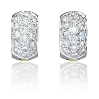 18K Two Tone Gold Diamond Huggie Earrings