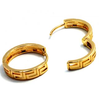 Gold 18K GF Earrings Designer Hoop Huggie 15mm Fashion Sexy Lady Teens