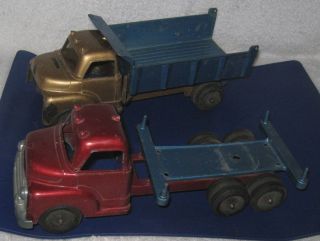Structo Trucks Single Axle Dump Truck 8 1 2 Tandem Axle Flat Bed 9