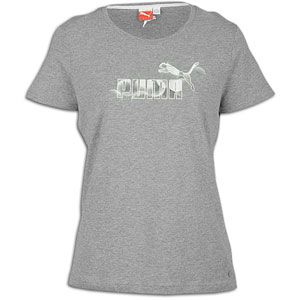 PUMA Large Logo T Shirt   Womens   Casual   Clothing   Athletic Grey