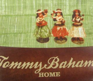 TOMMY BAHAMA Fabric Shower Curtain KIWI GREEN HULA GIRL TROPICAL Palm