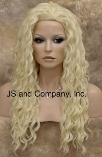 Human Hair Blend Wig Long Wavy Blonde Wig Flat Iron Heat Safe 613