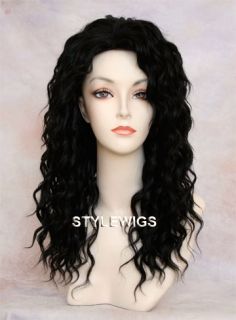 Long Human Hair Blend Wig Curly Heat Safe Dark Brown Wig Sapl 2