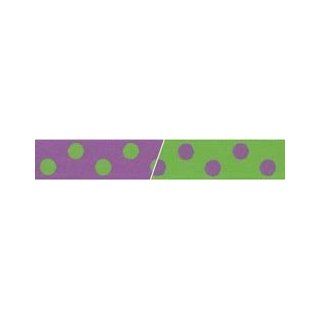May Arts Reversible Dots 1 Ribbon, 20 Yds Purple/Parrot