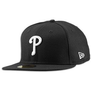 New Era MLB 59Fifty Black & White Basic Cap   Mens   Phillies   Black