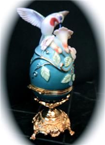 Franklin Mint Faberge Egg Ruby Throated Hummingbird Treasure Box COA