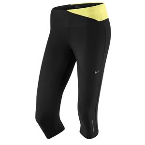 Nike Twisted Running Capri   Womens   Black/Electric Yellow/Matte