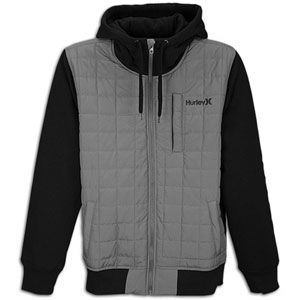  fleece style with a quilted body. 60% cotton/40% polyester. Imported