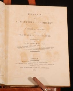 1813 Elements of Agricultural Chemistry by Davy Quarto