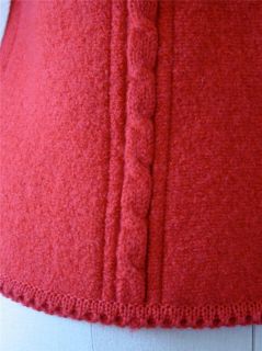 Hundt Modell Virgin Wool Cardigan Sweater Cable Detail Red 6 8