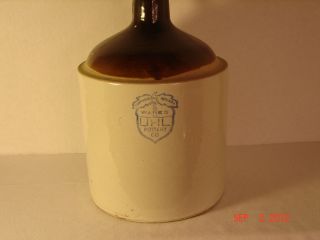  Pottery Blue Stoneware Acorn Wares Tan Crock Jug Huntingburg In