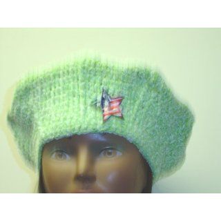 B42, Hand Crocheted Lime Green Chenille and Gimp Tweed