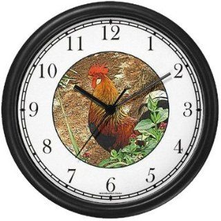 Rooster 128 JP5 Wall Clock by WatchBuddy Timepieces (Black