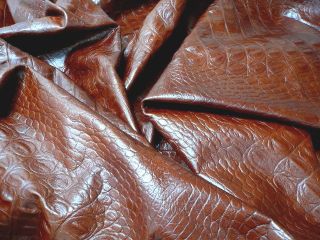 K1040 Vintage Rust Croc Leather Cow Hides Skins