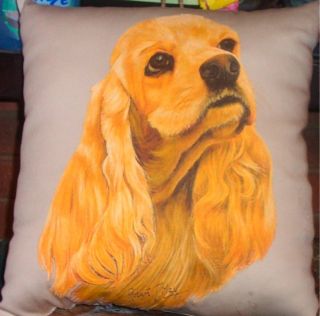 Cocker Spaniel English Fawn Blk Dog Fabric Throw Pillow