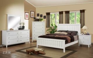 New 4pc Harris Cottage White Finish Wood Bedroom Set