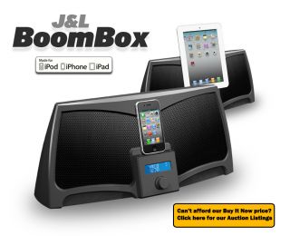 Boombox iPad iPhone iPod Speaker Dock with Alarm Clock Radio