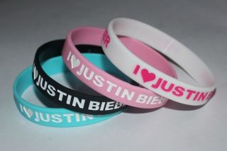 Pcs I Love Justin Bieber Wristband Bracelet Silicone Rubber