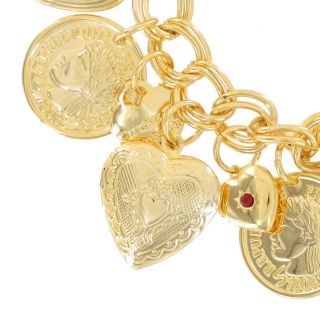 New Heart Locket Bracelet Gold Plated Coin I Love You Charm