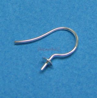  Silver French Hook Earwires 4mm Cap F Half Drilled Pearl Stone