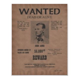 Jesse James Wanted Poster 