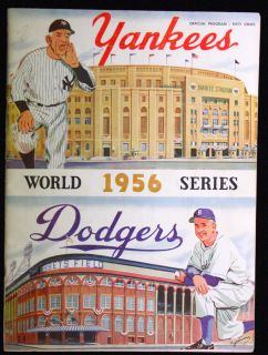 Mantle Berra Larsen Signed 1956 Yankees Program PSA DNA