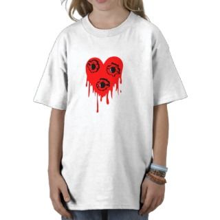 Bullet Hole Bleeding Heart Tattoo Tee Shirts 