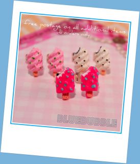Funky Mini Ice Cream Earrings Sweet Cute Kitsch Kawaii Retro Lolly Pop