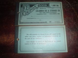 VINTAGE COUPON BOOK COLUMBIA ICE STORAGE CO MISSOURI UNUSED GOOD FOR