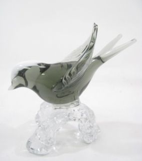 Arte Murano Icet Crystal Black Swallow Bird Figurine