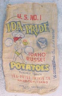 Burlap Sack Ida Pride Potatoes 100 Lbs