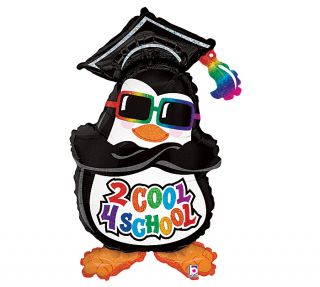 Cool 4 School Penguin Graduation Hat Party Balloon