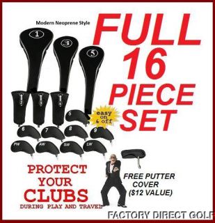 New 16 Piece Head Cover Set Drivers Hybrids Irons Putter Fit Callaway