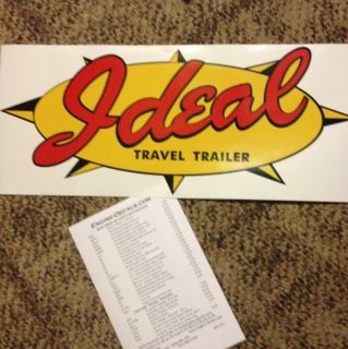 Ideal Vintage Style Travel Trailer Decal Red Yellow and Black 18