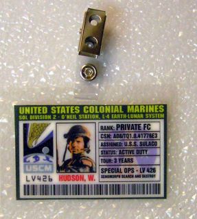 Aliens ID Badge United States Colonial Marines Hudson