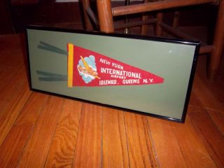 NY VINTAGE IDLEWILD AIRPORT SMALL PENNANT PROFESSIONALLY FRAMED NEW