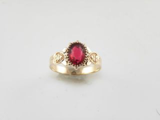 Ladies Vintage Art Nouveau Yellow Gold Ring Red Spinell