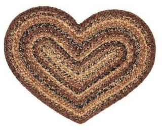 Braided Accent Rug Jute Heart Shape Heritage Cappuccino from IHF for