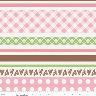 Sew Cherry Fabric Pink Large Stripe Riley Blake Designs New