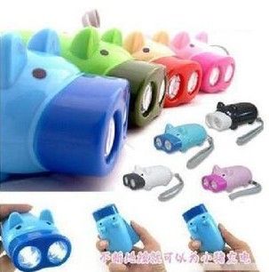 Mini Hand Pressure Storage Torch Pig Shaped 2 LED Energy Conservation