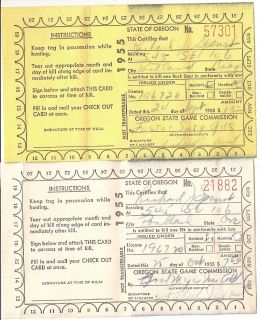 1955 56 Oregon State Game Commission Hunting License Tag Elk Deer Lot