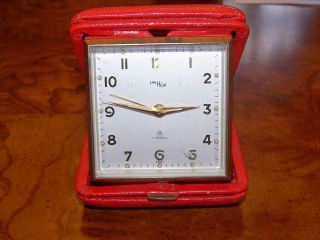 Imhof Brevet Swiss 8 Day 7 Jewel Vintage Leather Travel Alarm Clock