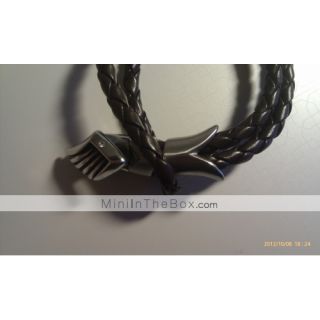 USD $ 6.99   Mens Wing Pattern Cowhide Bracelet (Coffee),
