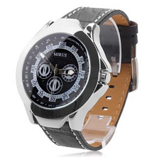 USD $ 19.99   Mens Bold Number PU Analog Quartz Wrist Watch (Black